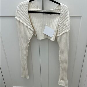 Simonett Cream Ribbed Women's Shrug